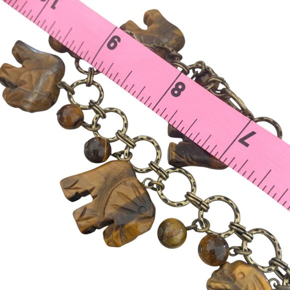 Coldwater Creek Tiger Eye Necklace charm with animals lucky elephants safari - Picture 14 of 15